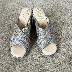Beach by Matisse Bondi Wedge Sandals – Silver / Gray – Sz 6 – LIKE NEW